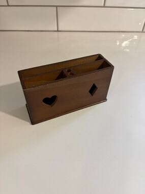 Vintage Wood Card Deck and Pencil Holder made in Japan